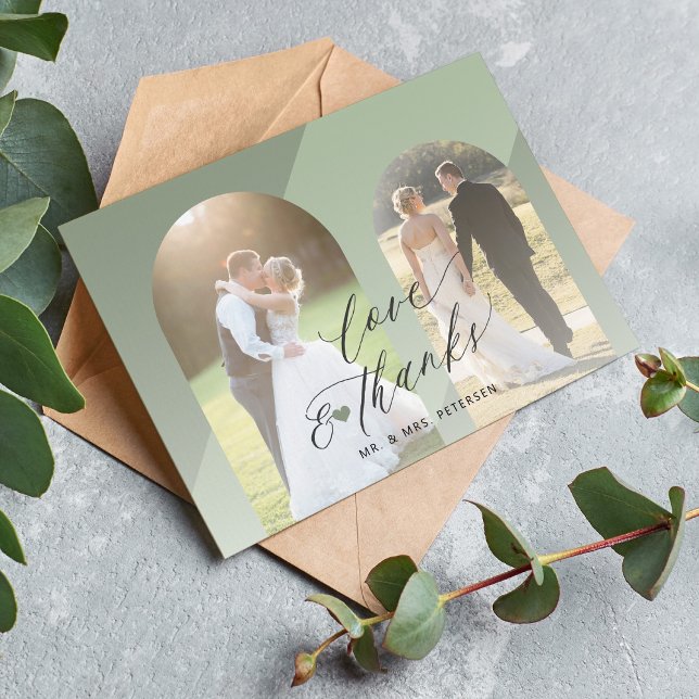 Love and thanks arch photo wedding thank you card (Creator Uploaded)