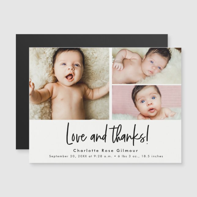 Love and thanks Baby 3 photos Thank you (Front/Back)