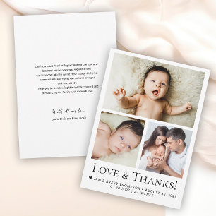 Love and Thanks Baby Photo Birth announcement