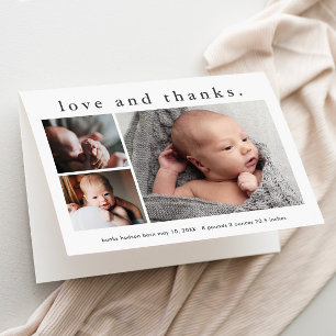 Love and Thanks Baby Photo Birth Announcement