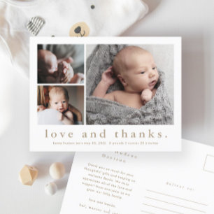 Love and Thanks Baby Photo Birth Announcement Postcard