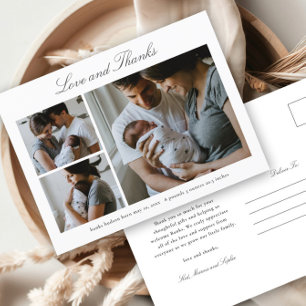 Love and Thanks Baby Photo Birth Announcement Postcard