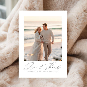Love and Thanks Beach Photo Christmas Double Sided Thank You Card