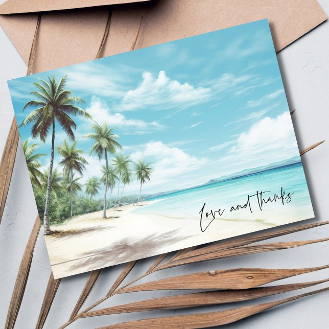Love and Thanks Beach Wedding Thank You Postcard (Love and Thanks Beach Wedding Thank You Postcard)