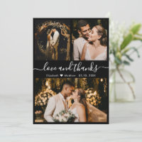 Love and Thanks Black and White Wedding Thank You