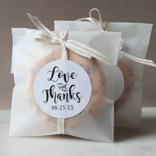 Love and Thanks Black Handwritten Script Wedding Classic Round Sticker