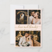 Love and Thanks Blush Pink Gold Wedding Thank You