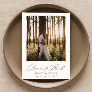 Love and Thanks   Boho Photo Wedding Thank You Card