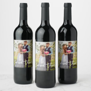 Love and Thanks   Brush Script Wedding Thank You Wine Label