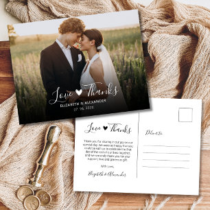 Love and Thanks Budget Photo Wedding Thank You  Postcard