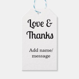 Love and thanks business name text message gift tags