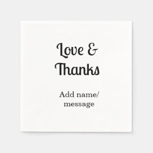 Love and thanks business name text message napkin