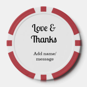 Love and thanks business name text message poker chips