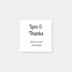 Love and thanks business name text message post-it notes