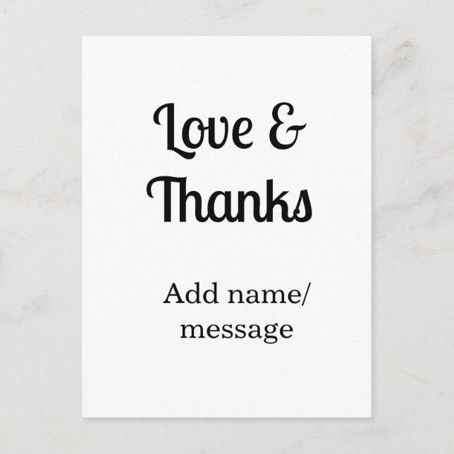 Love and thanks business name text message postcard (Front)
