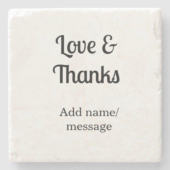 Love and thanks business name text message stone coaster (Front)
