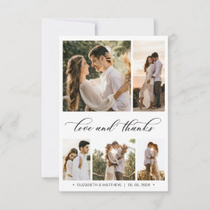 Love and Thanks Calligraphy Photo Collage Wedding Thank You Card