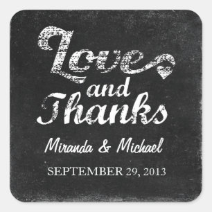 LOVE AND THANKS Chalkboard FAVOR LABELS STICKERS