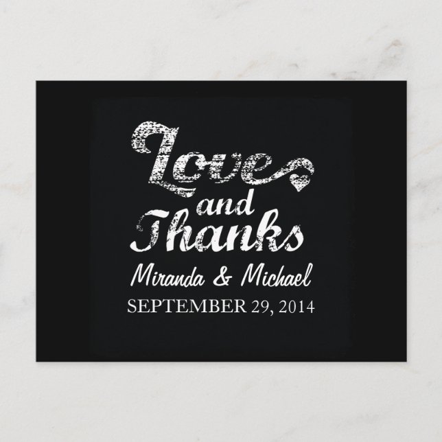 LOVE AND THANKS Chalkboard FAVOR Postcard (Front)