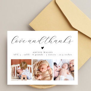 Love and Thanks Chic Baby Photo Birth Announcement