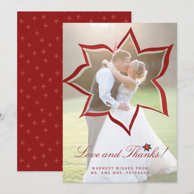 Love and thanks Christmas wedding photo thank you Invitation (Front/Back)