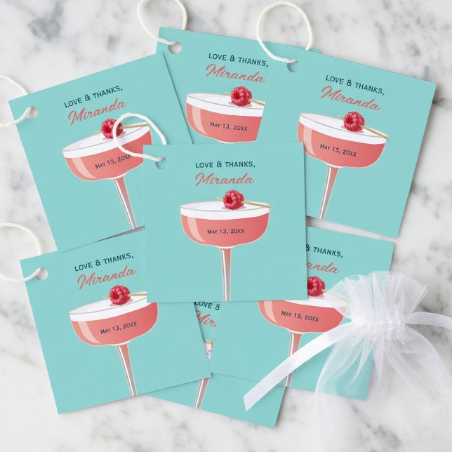 Love and Thanks Custom Gift Tag with Cocktail (Creator Uploaded)