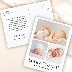 Love and Thanks Custom photo Baby Shower Postcard