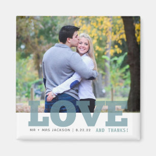 Love and Thanks Custom Wedding Photo Magnet