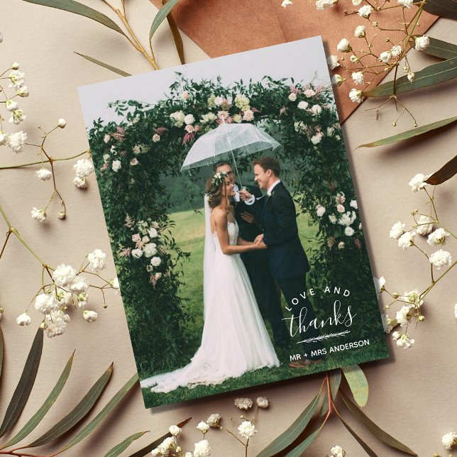 Love and Thanks Custom Wedding Thank You Postcards (Creator Uploaded)