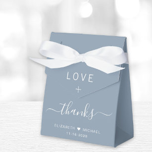 Love And Thanks Dusty Blue Wedding Favour Box