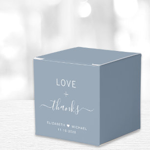 Love And Thanks Dusty Blue Wedding Favour Box
