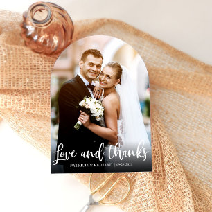 Love and Thanks Elegant Wedding Thank You Photo Card
