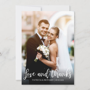 Love And Thanks Elegant Wedding Thank You Photo Card