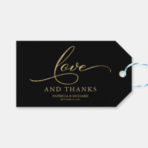 Love and Thanks Gold Foil Wedding Favour Tags