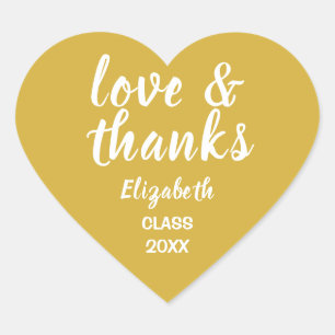 Love and Thanks Gold Graduation Sticker