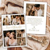 Love and Thanks Gold Script Photo Collage Wedding
