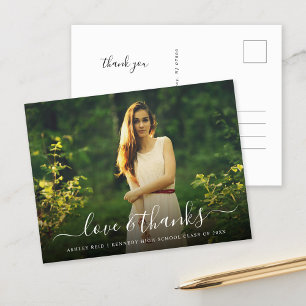 Love and Thanks Graduation Photo Overlay Postcard