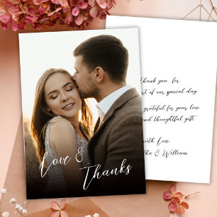 Love and Thanks Handwritten Script Photo Wedding  Thank You Card
