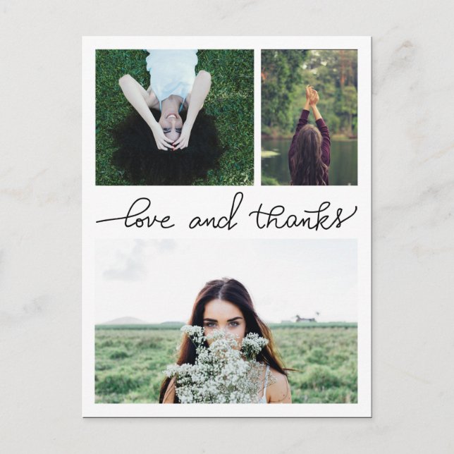 Love And Thanks Handwritten Three Graduate Photos Postcard (Front)