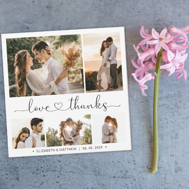 Love and Thanks Heart 5 Photo Collage Wedding  (Creator Uploaded)