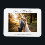 Love and Thanks Heart Script Wedding Photo Magnet<br><div class="desc">Love and thanks script with connected heart and photo magnet. A beautiful way to say thank you from the bride and groom.</div>