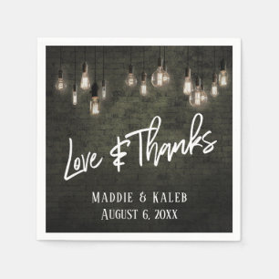 Love and Thanks Industrial Bricks w/ Edison Lights Napkin