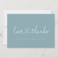 Love and Thanks Minimal script heart photo blue