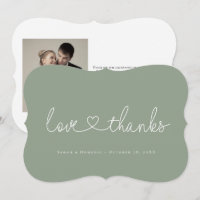 Love and Thanks Minimal script heart photo green