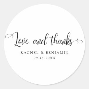 Love and thanks Minimal Wedding Elegant Simple Classic Round Sticker