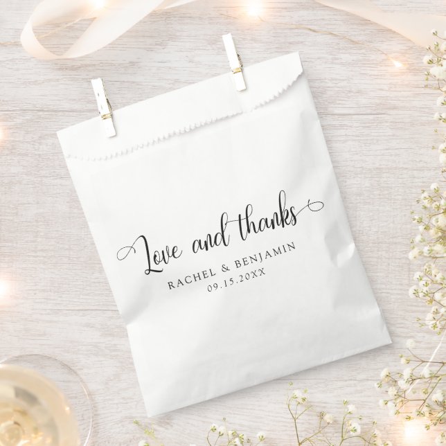 Love and thanks Minimal Wedding Elegant Simple Favour Bags (Clipped)