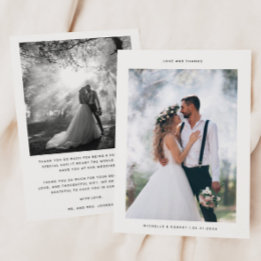 Love and Thanks Minimalist Wedding Photo Thank You Card