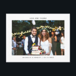Love and Thanks Minimalist Wedding Photo Thank You Postcard<br><div class="desc">Stylish and minimalist wedding thank you template postcard featuring your picture in the middle with simple fonts on top and bottom. The text at the top says "love and thanks." The default message on the back is editable.</div>
