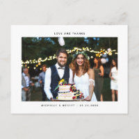 Love and Thanks Minimalist Wedding Photo Thank You