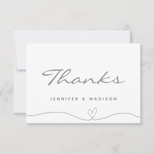 Love and Thanks Modern Black Wedding Monogram Than Thank You Card (Front)